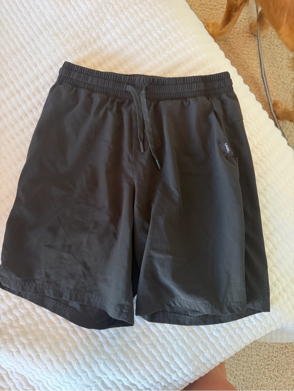UNRL MENS Black Athletic Drawstring Shorts